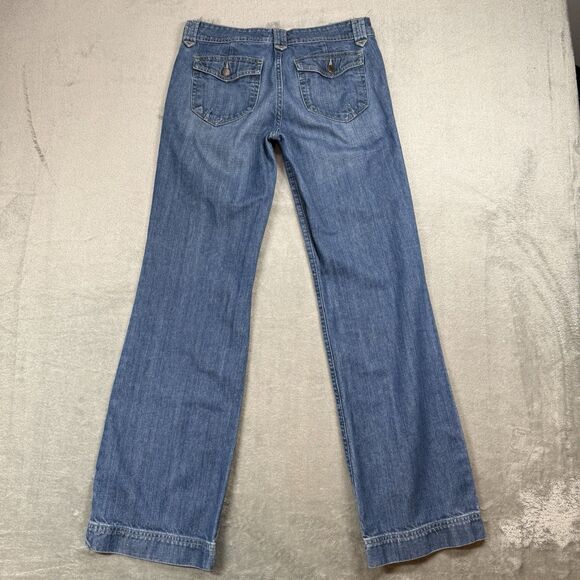 Eddie Bauer Jeans Women's 6L Blue Cotton Denim Mid Rise Wide Leg Casual School - Picture 2 of 11